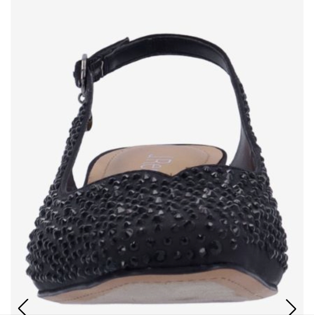 J.Renee Black Embellished Slingback Heels - Picture 2 of 12